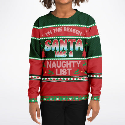 Naughty List Ugly Christmas Sweatshirt Funny Xmas Kids Unisex    - HolidayShoppingFinds