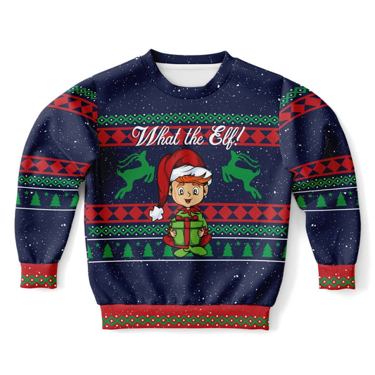 What the Elf Ugly Christmas Sweatshirt Funny Xmas Kids Sweatshirt XXS   - HolidayShoppingFinds