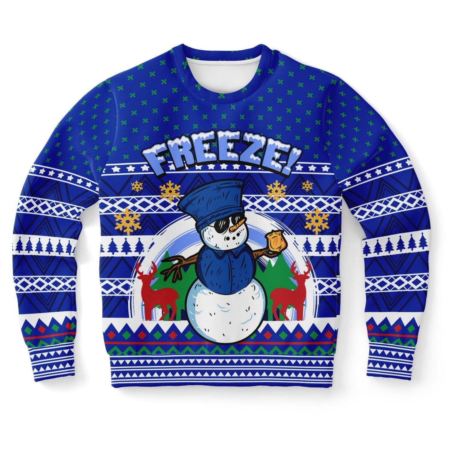 Freeze Ugly Christmas Sweatshirt for Police Officer Funny Sweater XS   - HolidayShoppingFinds