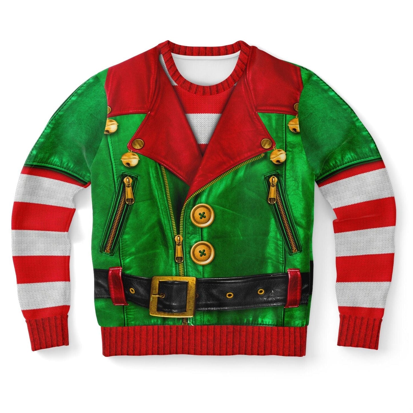 Santa's Little Biker Help Ugly Christmas Sweatshirt Funny Sweater XS   - HolidayShoppingFinds