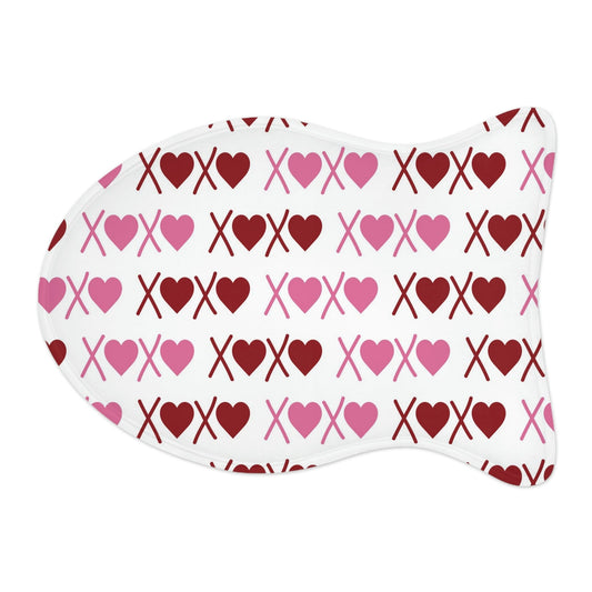 XoXo Pink Red Hearts White Pet Feeding Mat Fish Shape Dog/Cat Food Mat Fish shape (19" × 14") White  - HolidayShoppingFinds