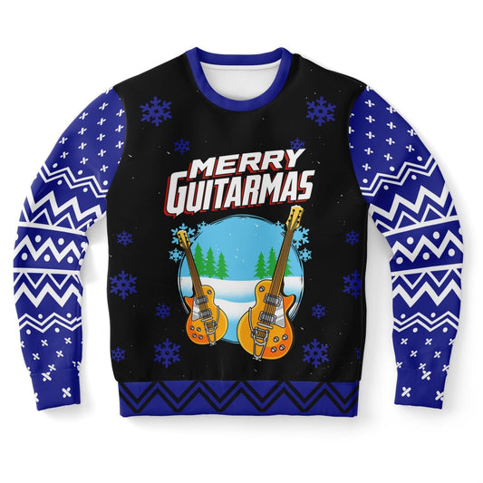 Merry Guitarmas Ugly Christmas Sweater Men's & Women's Sweatshirt XS   - HolidayShoppingFinds