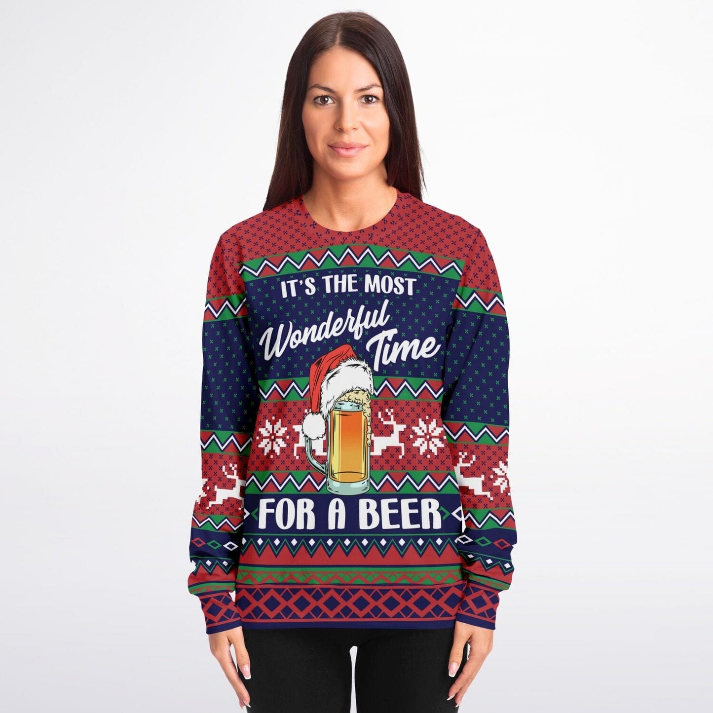 Wonderful Time for a Beer Ugly Christmas Sweatshirt for Beer Lover    - HolidayShoppingFinds