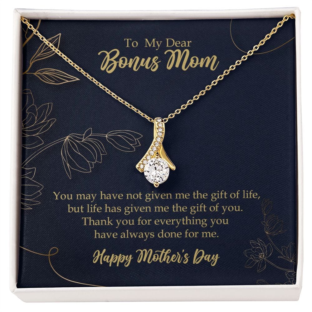 Bonus Mom Necklace Gift, Stepmother Stepmom Gift, Mother's Day Gift 18K Yellow Gold Finish Two-Toned Box  - HolidayShoppingFinds