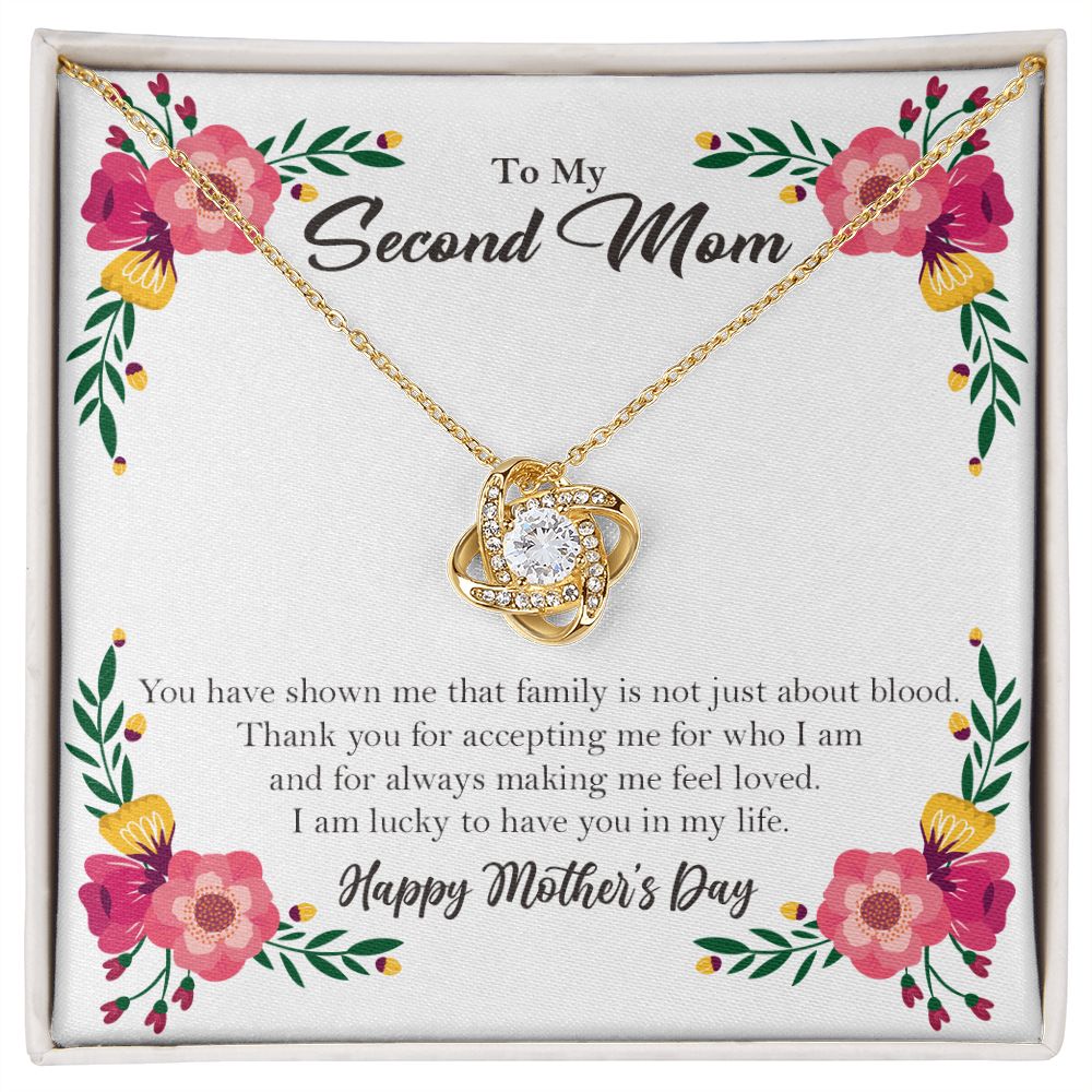 To Second Mom Love Knot Necklace, Stepmom Stepmother Mothers Day Gift ❤ 18K Yellow Gold Finish Two-Toned Gift Box  - HolidayShoppingFinds