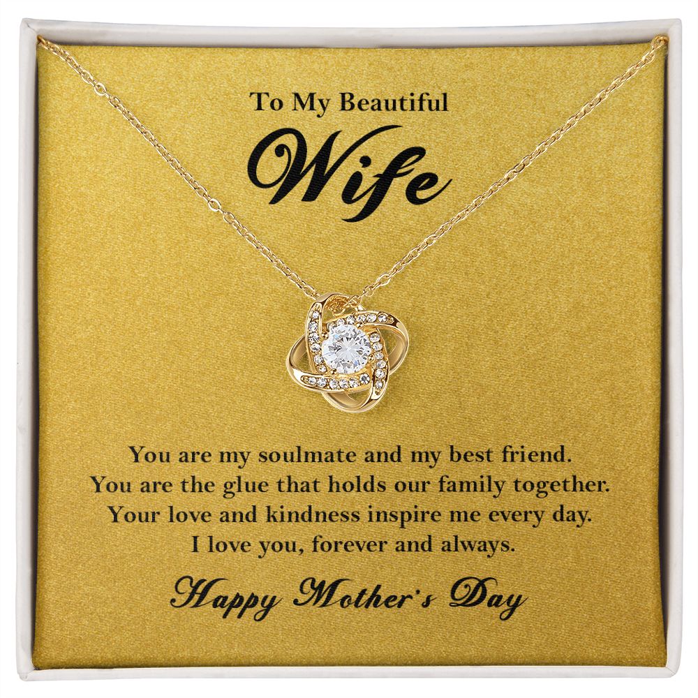 To My Beautiful Wife Love Necklace, Wife Mother's Day Gift from Husband 18K Yellow Gold Finish Two-Toned Gift Box  - HolidayShoppingFinds