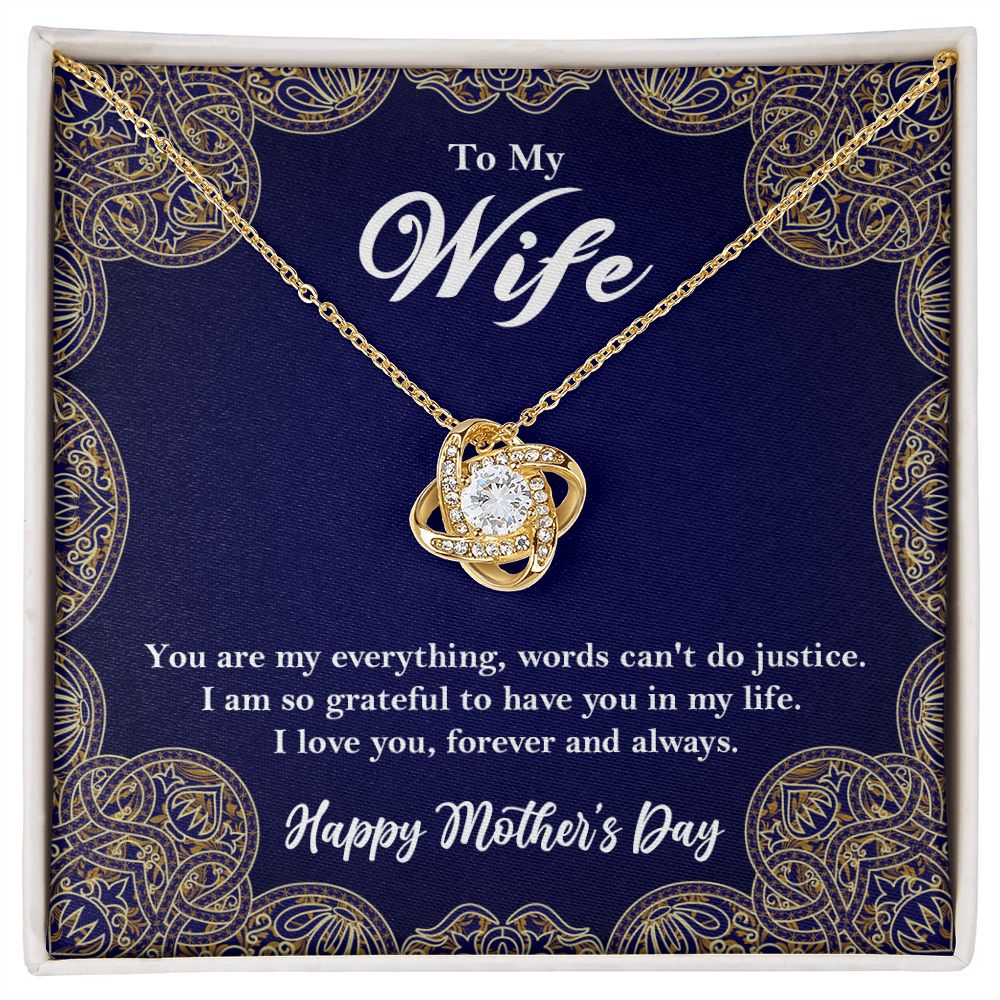 To My Wife Love Knot Necklace, Wife Mother's Day Gift from Husband, Wife Gift 18K Yellow Gold Finish Two-Toned Gift Box  - HolidayShoppingFinds