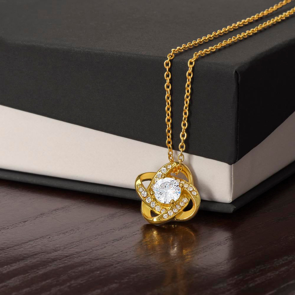 to My Loving Mom - Gift from Son - Love Knot Necklace 18K Yellow Gold Finish / Luxury Box