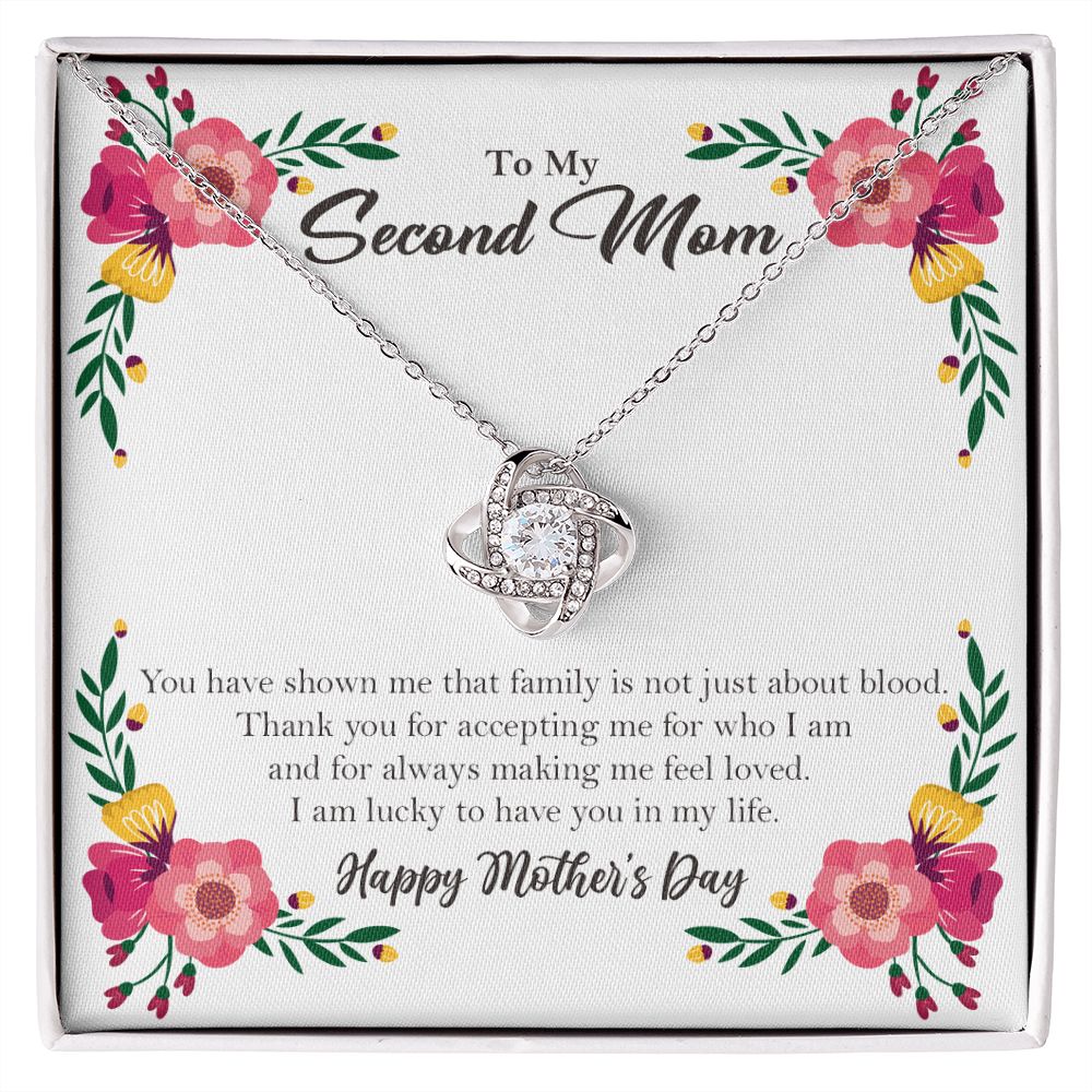 To Second Mom Love Knot Necklace, Stepmom Stepmother Mothers Day Gift ❤ 14K White Gold Finish Two-Toned Gift Box  - HolidayShoppingFinds