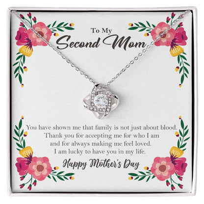 To Second Mom Love Knot Necklace, Stepmom Stepmother Mothers Day Gift ❤ 14K White Gold Finish Two-Toned Gift Box  - HolidayShoppingFinds