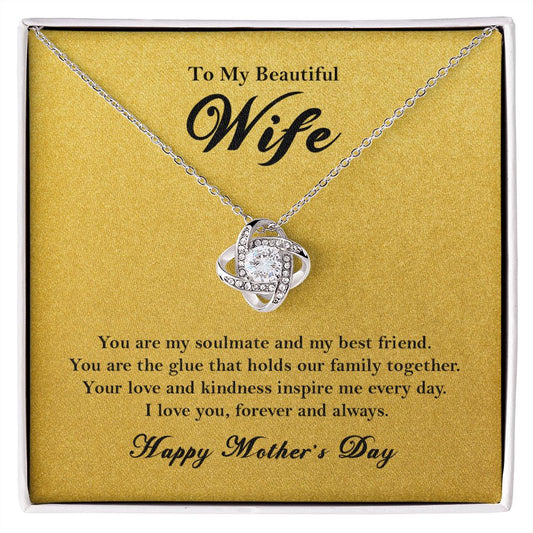 To My Beautiful Wife Love Necklace, Wife Mother's Day Gift from Husband 14K White Gold Finish Two-Toned Gift Box  - HolidayShoppingFinds