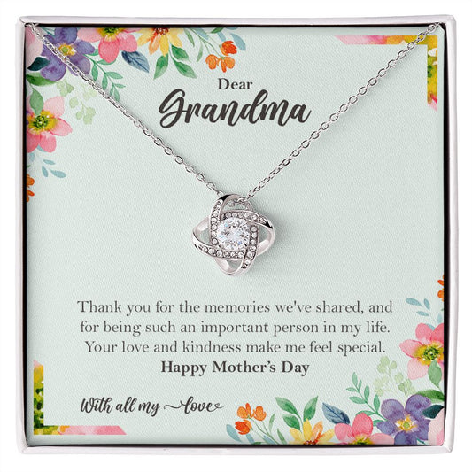 Grandma Gift Love Knot Necklace from Grandchildren, Mothers Day Gift ❤ 14K White Gold Finish Two-Toned Gift Box  - HolidayShoppingFinds