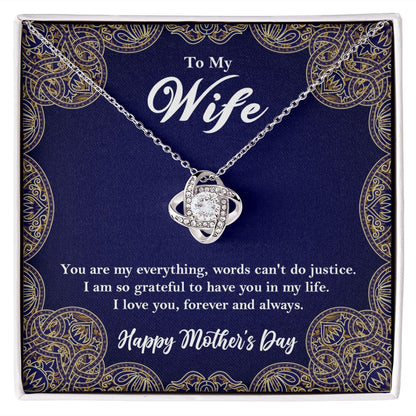 To My Wife Love Knot Necklace, Wife Mother's Day Gift from Husband, Wife Gift 14K White Gold Finish Two-Toned Gift Box  - HolidayShoppingFinds