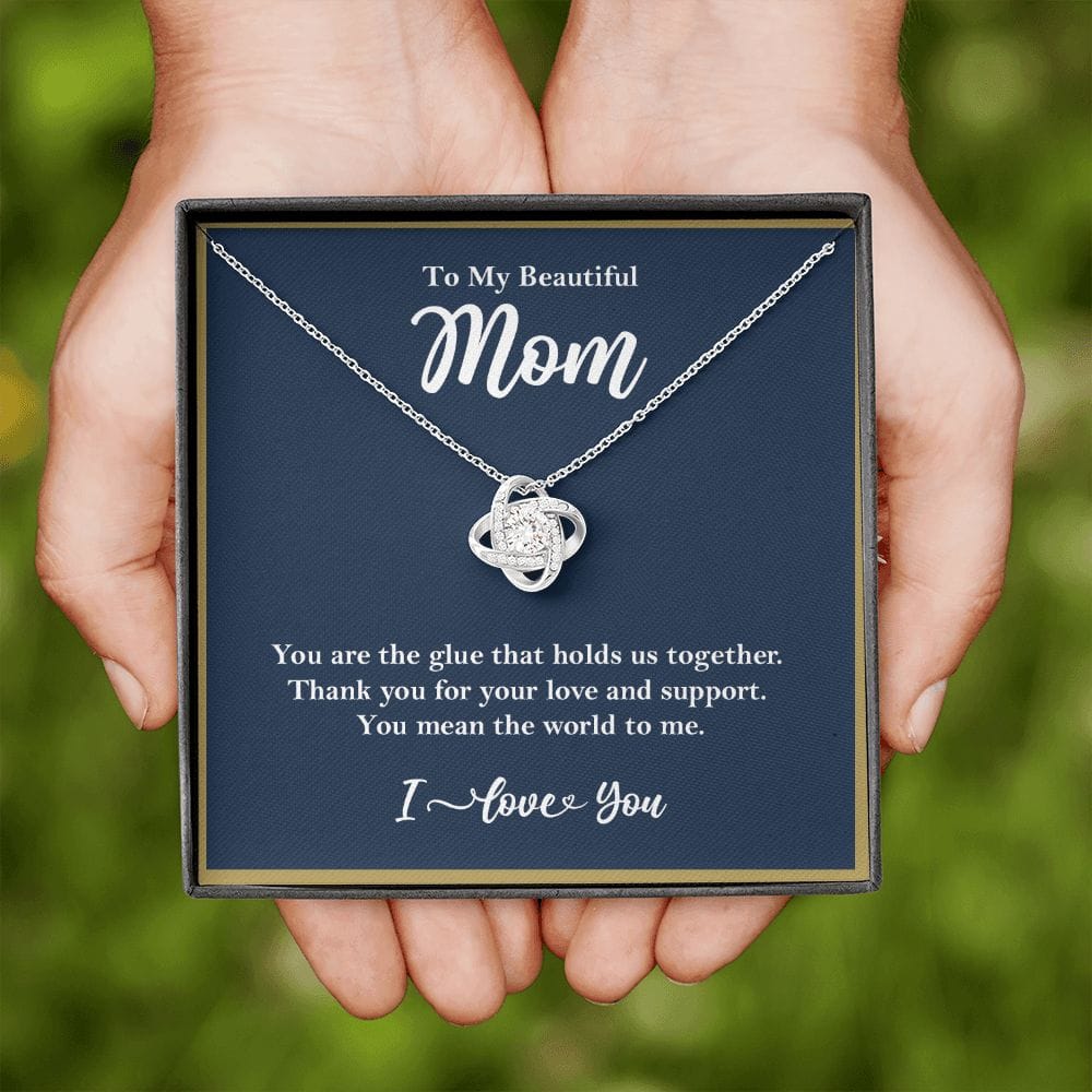 To My Beautiful Mom Love Knot Necklace Gift From Son or Daughter    - HolidayShoppingFinds