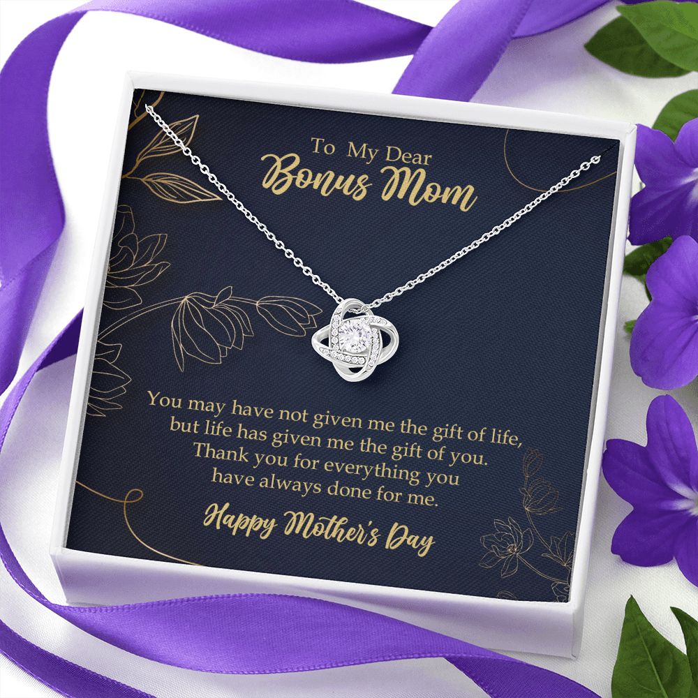 To Bonus Mom Love Knot Necklace, Stepmom, Stepmother Mother's Day Gift    - HolidayShoppingFinds