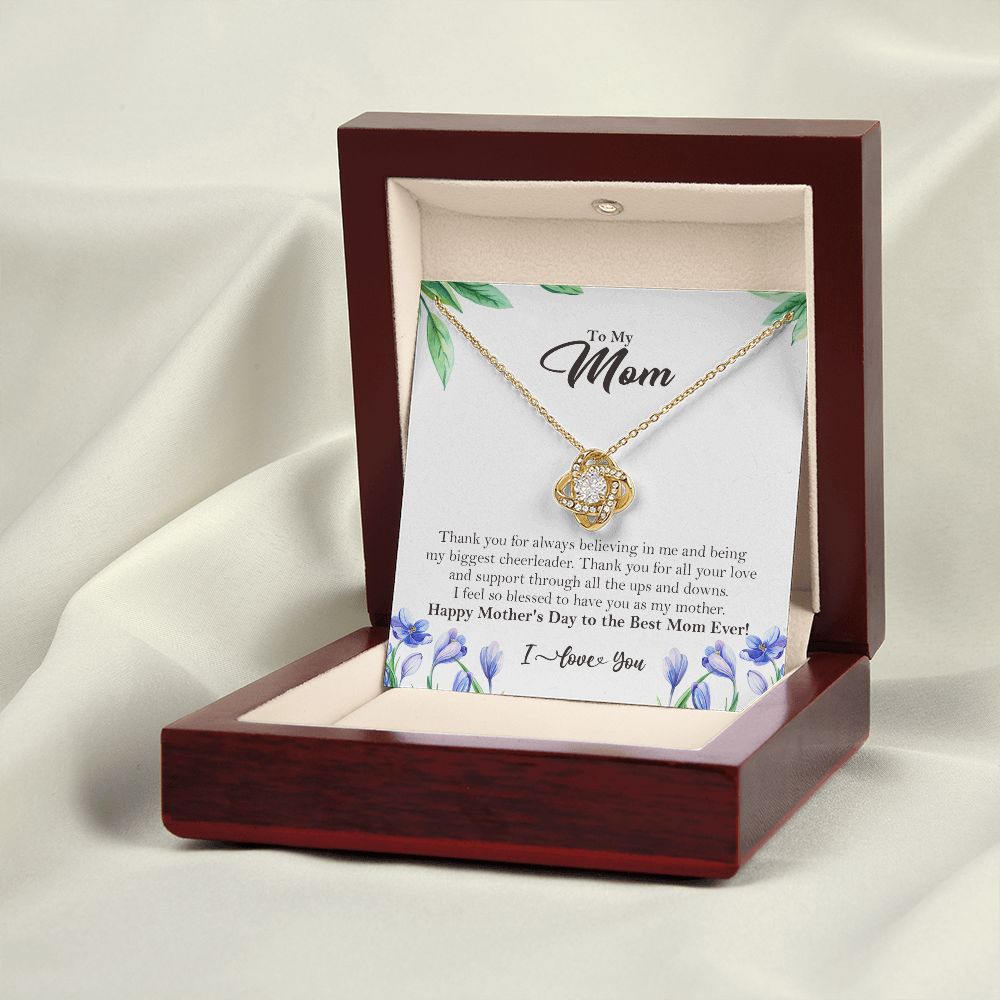 To My Mom Love Knot Necklace Gift from Daughter-Son, Mother's Day Gift 18K Yellow Gold Finish Luxury Box w/LED  - HolidayShoppingFinds