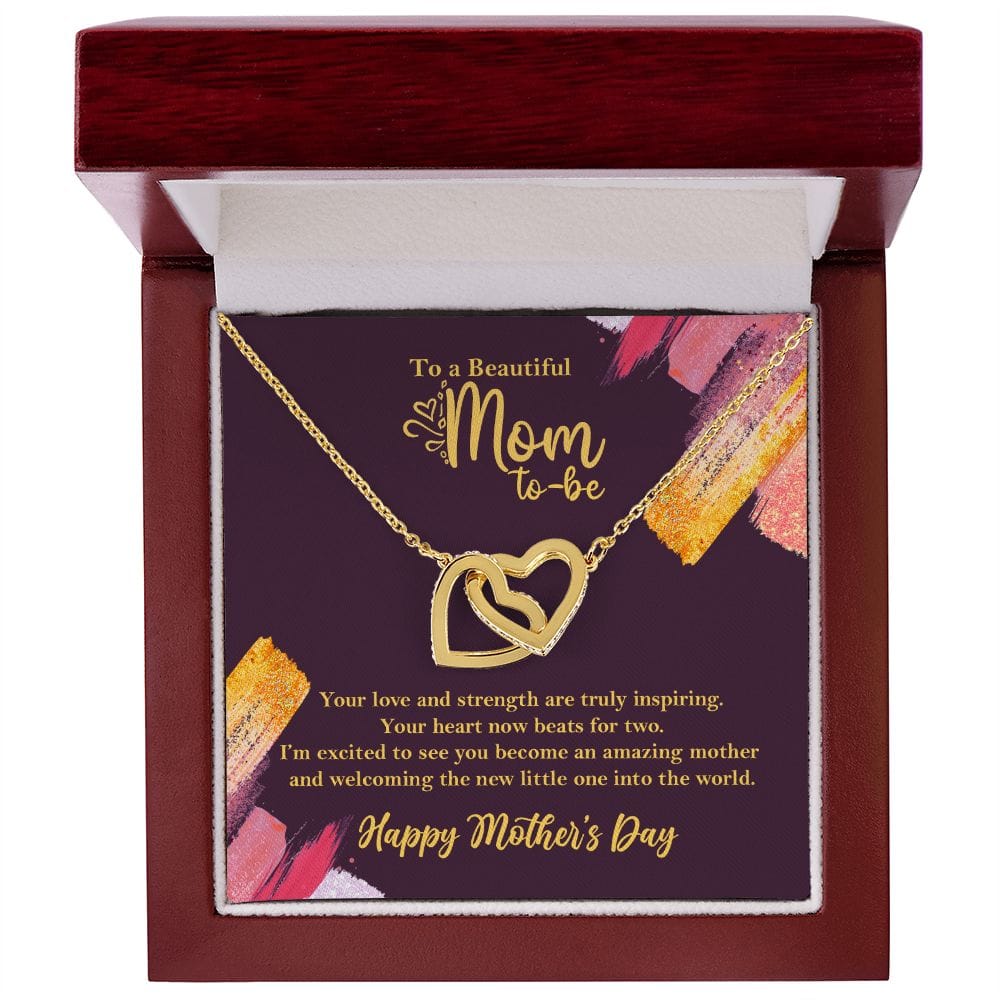 Expecting Mom-to-be Necklace,  1st Mothers Day Gift for Pregnant Mom 18K Yellow Gold Finish Luxury Box w/LED  - HolidayShoppingFinds