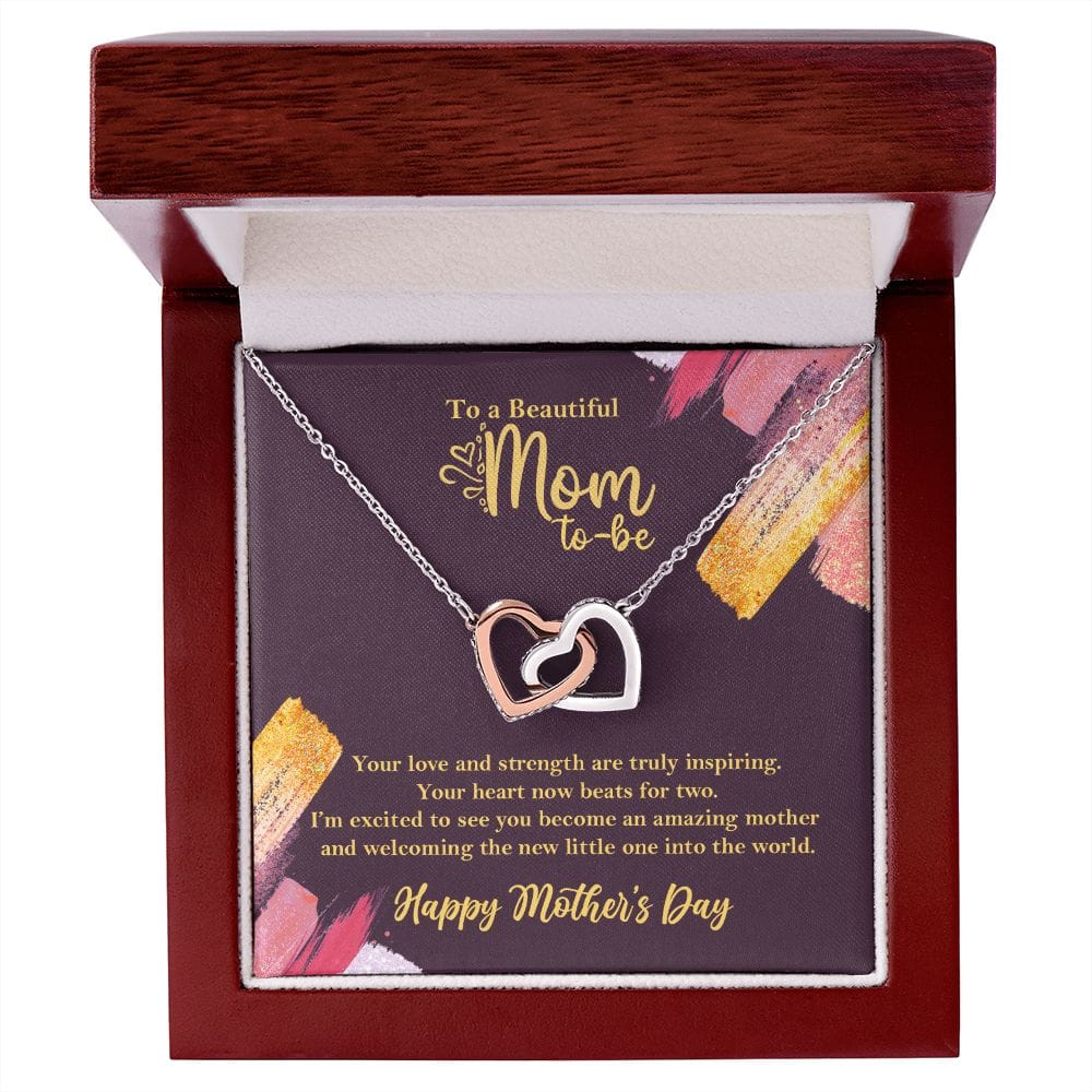 Expecting Mom-to-be Necklace,  1st Mothers Day Gift for Pregnant Mom Rose Gold Finish Luxury Box w/LED  - HolidayShoppingFinds