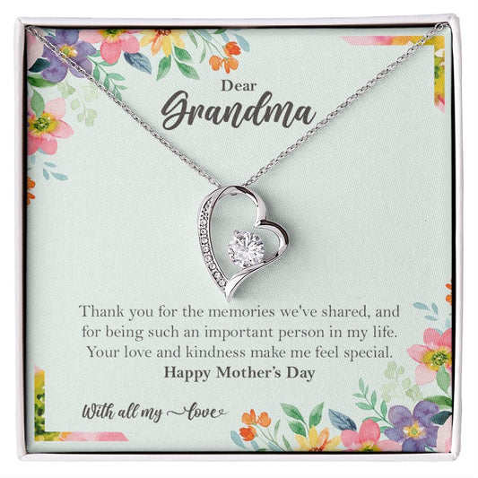 Grandma Gift Necklace from Grandchildren, Grandmother Mothers Day Gift 14k White Gold Finish Two-Toned Box  - HolidayShoppingFinds