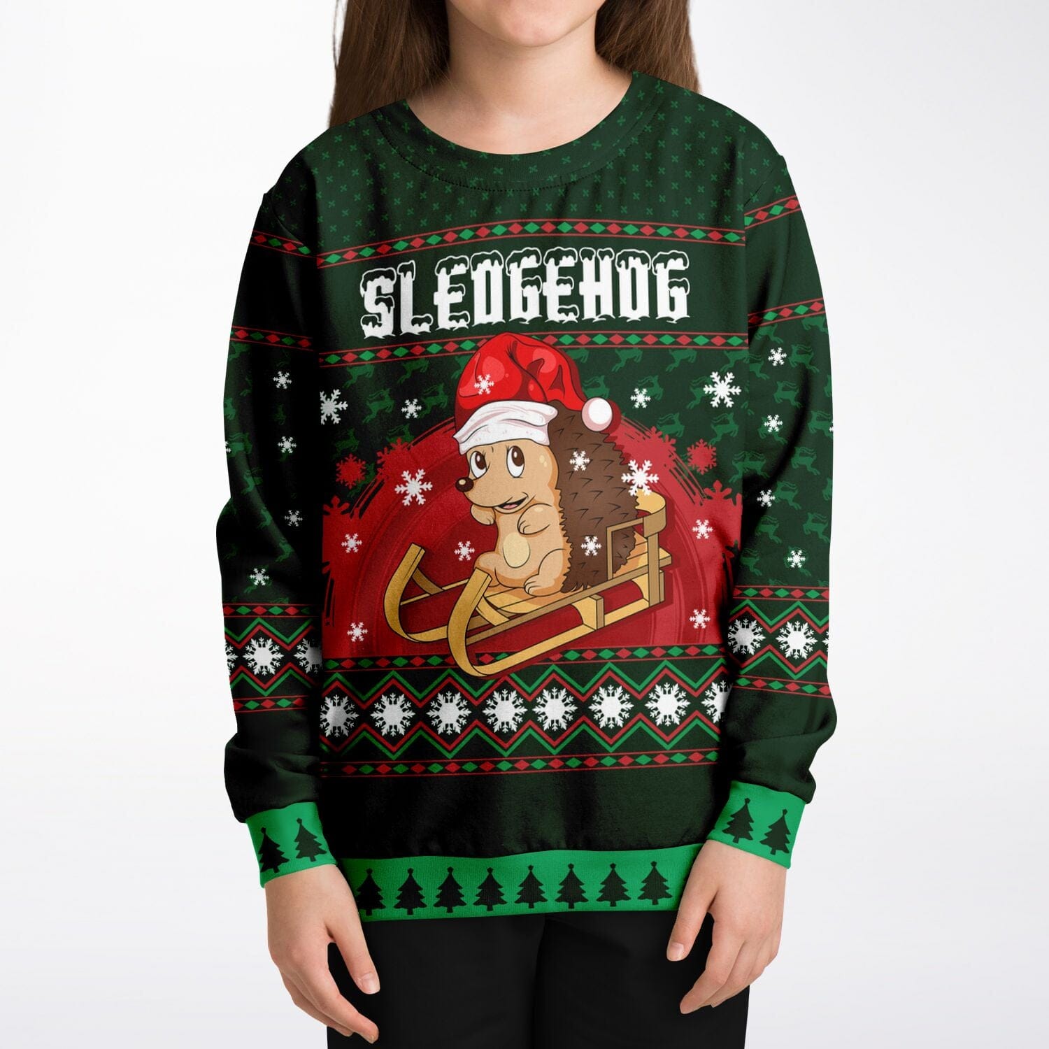 Sledgehog Ugly Christmas Sweatshirt Kids Unisex    - HolidayShoppingFinds