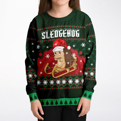 Sledgehog Ugly Christmas Sweatshirt Kids Unisex    - HolidayShoppingFinds
