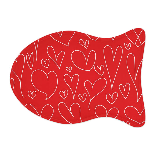 Valentines Hearts Red Pet Feeding Mat Fish Shape Dog/Cat Food Placemat Fish shape (19" × 14") White  - HolidayShoppingFinds