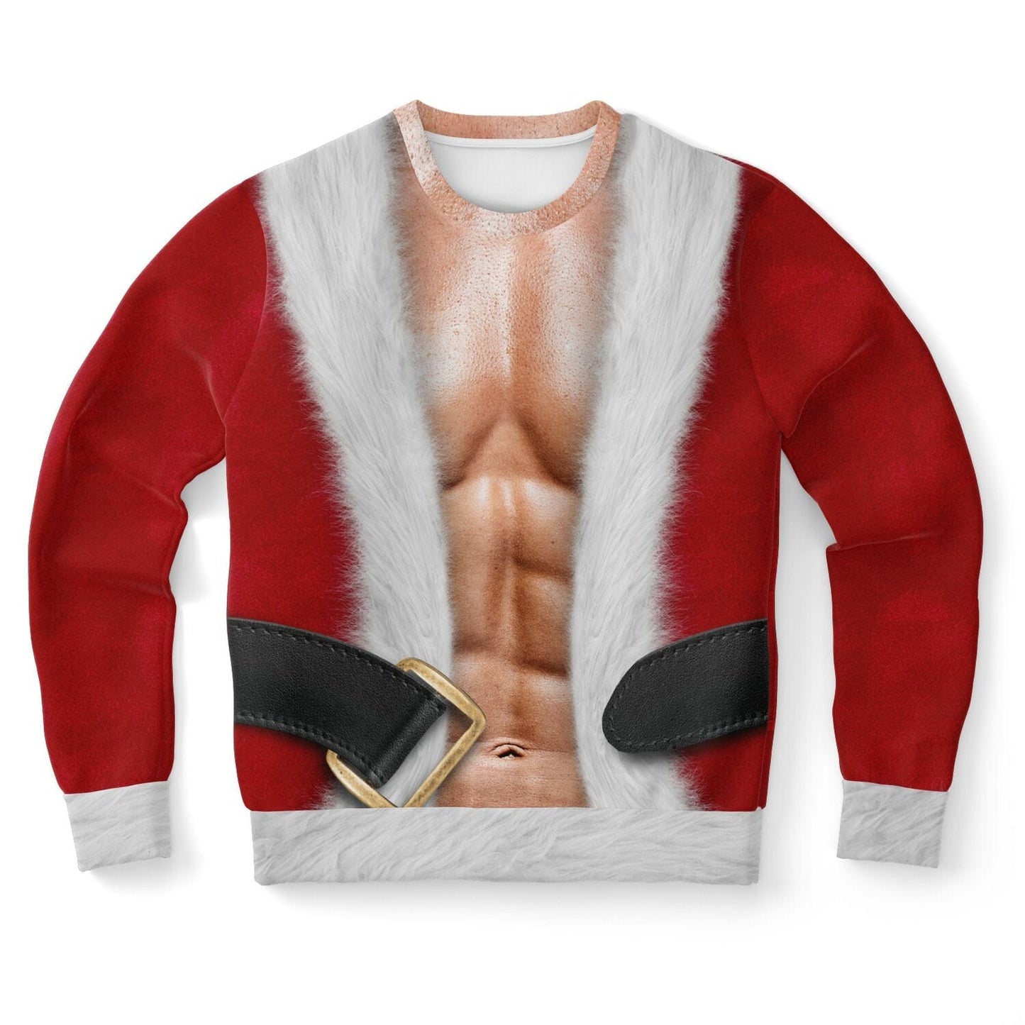 Fit Santa Ugly Christmas Sweatshirt Funny Xmas Mens Sweater XS   - HolidayShoppingFinds