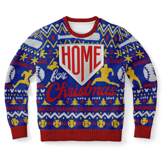 Home for Christmas Ugly Christmas Sweatshirt Baseball Fan Aficionado XS   - HolidayShoppingFinds