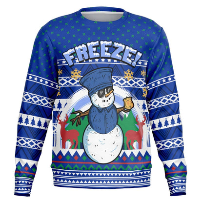 Freeze Ugly Christmas Sweatshirt for Police Officer Funny Sweater    - HolidayShoppingFinds