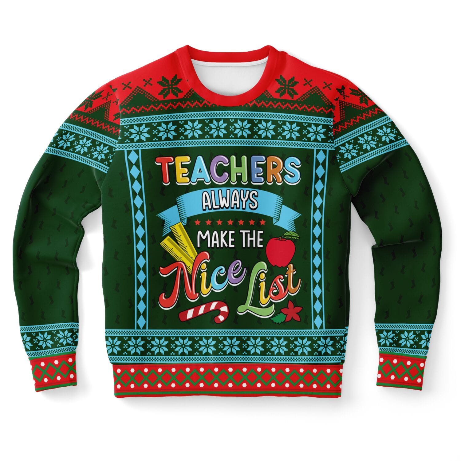 The Nice List Ugly Christmas Sweatshirt for Teachers & Educators XS   - HolidayShoppingFinds