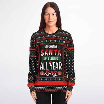 All Year Long Delivery Ugly Christmas Sweatshirt for Mailman Driver    - HolidayShoppingFinds