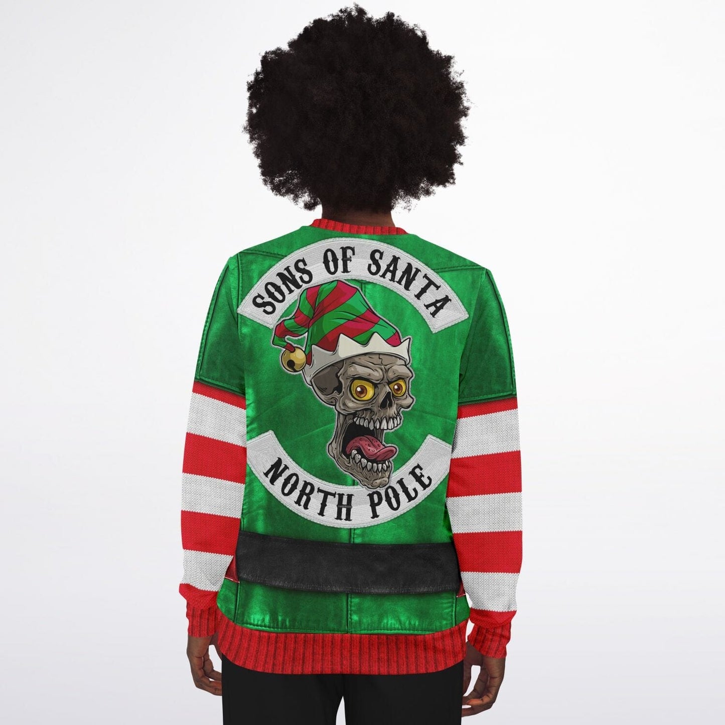 Santa's Little Biker Help Ugly Christmas Sweatshirt Funny Sweater    - HolidayShoppingFinds