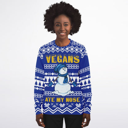 Vegans Ate my Nose Ugly Christmas Sweatshirt for Vegan Lovers Unisex    - HolidayShoppingFinds