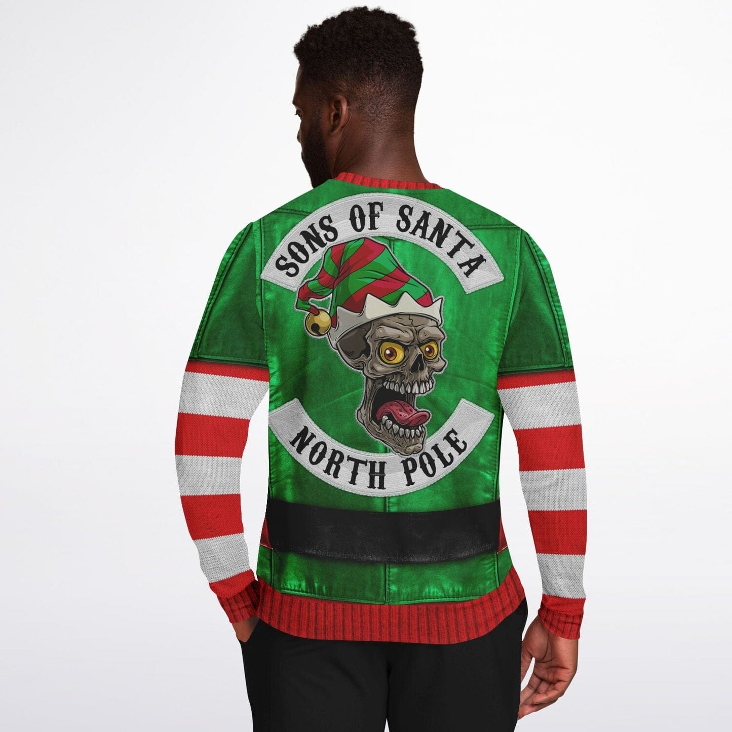 Santa's Little Biker Help Ugly Christmas Sweatshirt Funny Sweater    - HolidayShoppingFinds